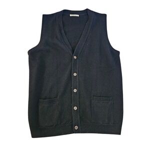 WoolOvers Sweater Vest Men Black Wool XL